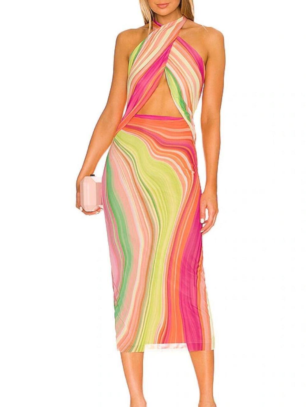 AFMR SPRING WAVE TANA WRAP MIDI DRESS